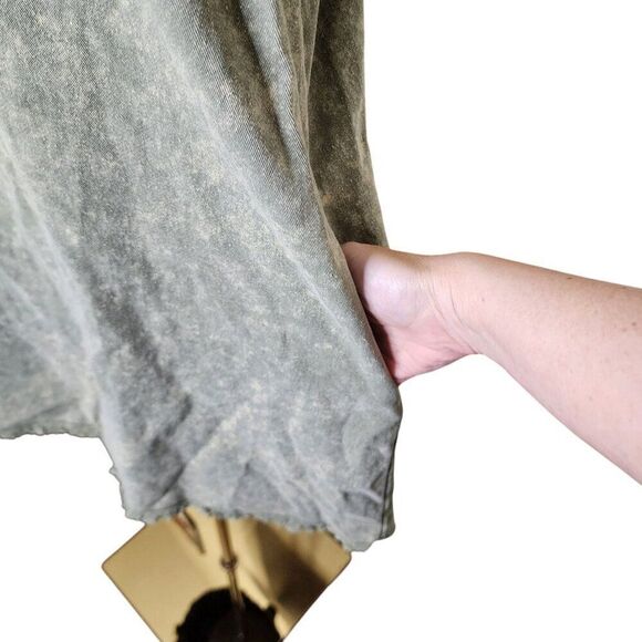 Umgee Off Shoulder Ruffle Denim Mini Dress Womens M Khaki Green - Picture 3 of 8